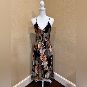 Brovave Women’s Spaghetti Strap Black Tropical Dress